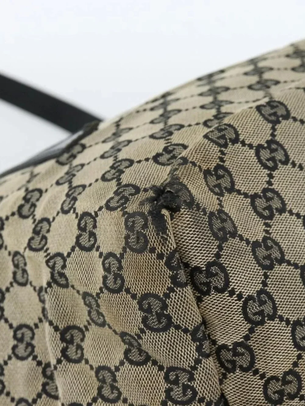 GUCCI GG Canvas Tote Bag Black Beige 019 0493 1669 Auth ka4701